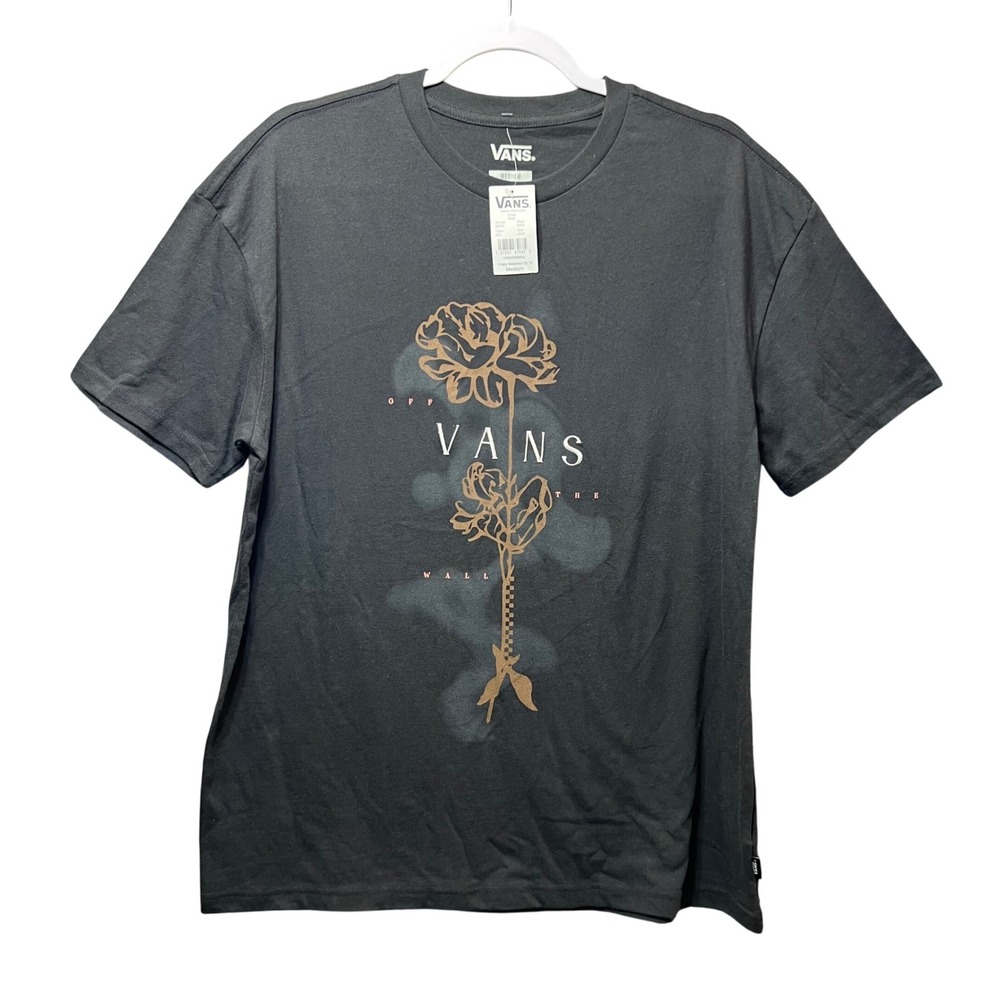 Vans Off The‎ Wall Rose Graphic T Shirt Men's Black Medium Tee